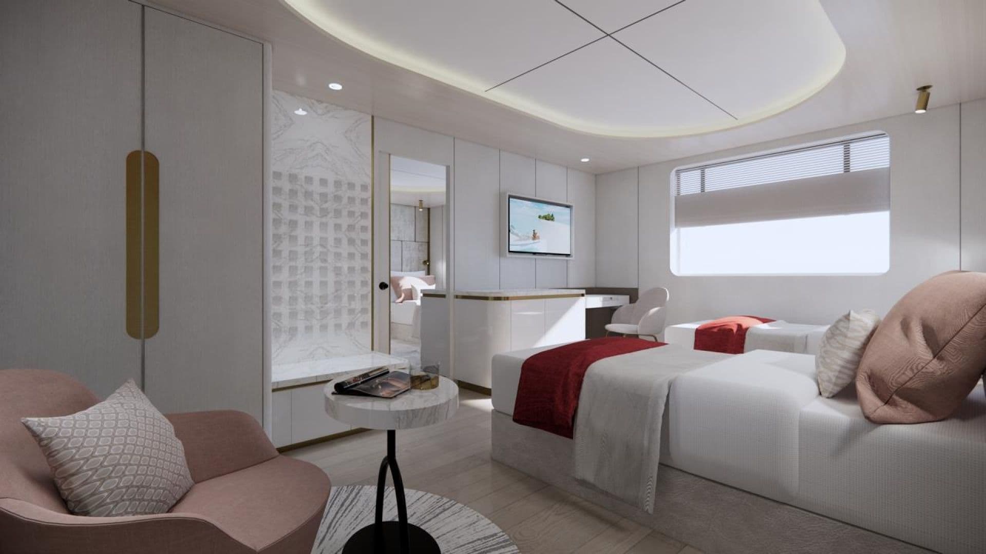 Guest Cabin / Cabin Detail on Lower or Upper Deck Rendering