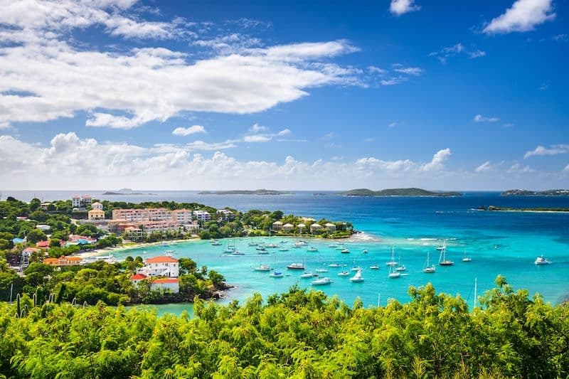 caribbean view nature with boats anchored