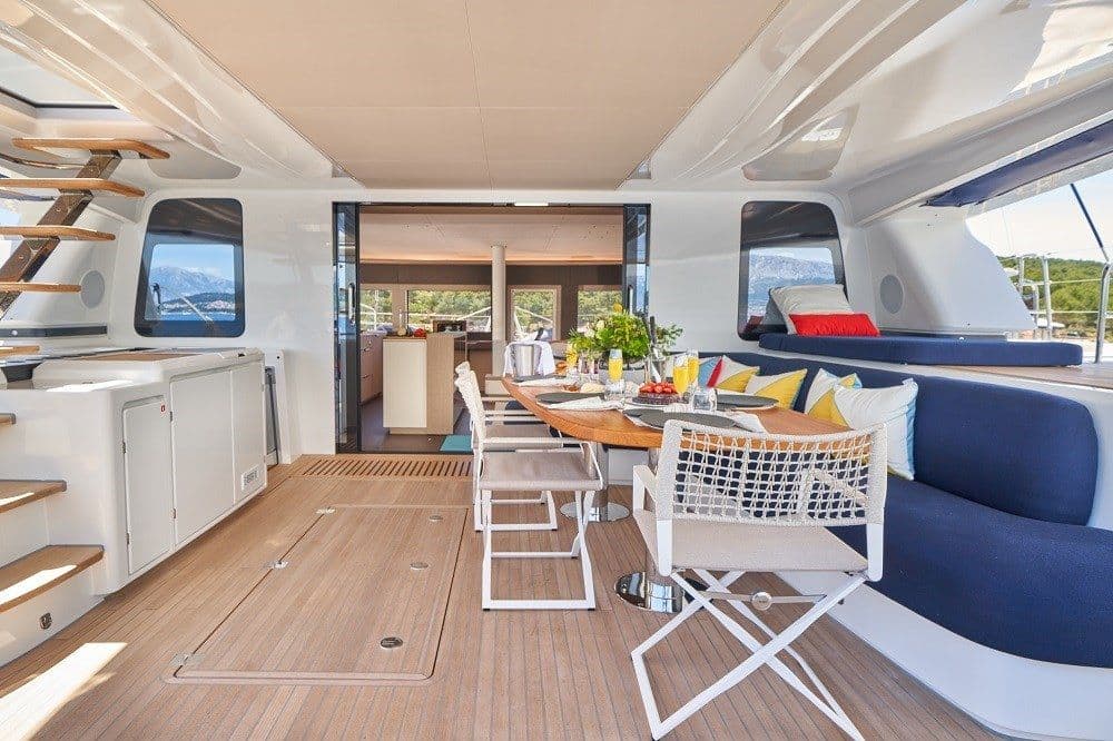 lagoon 65 amada mia exterior dining area crewed croatia