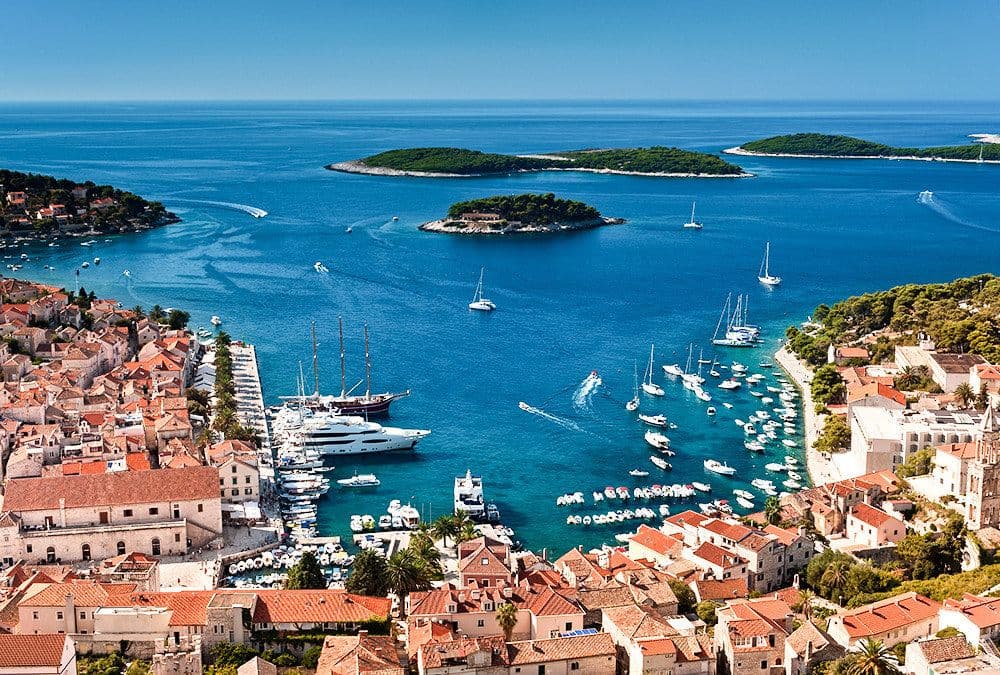dalmatian islands marina aerial shot croatia