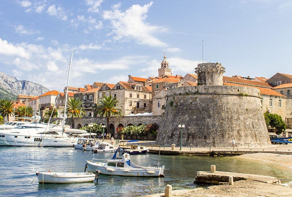 korcula old town and harbour waterfront croatia