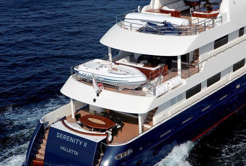 serenity II crewed superyacht 40m exterior stern greece
