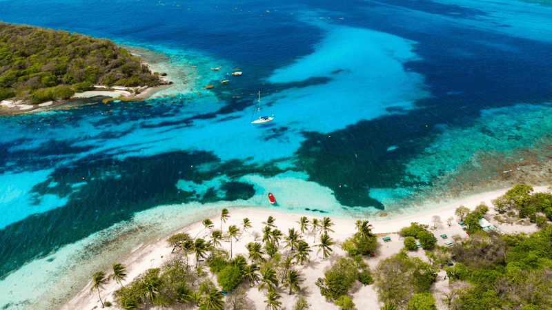 Top View of Tobago Cays in Saint Vincent and Grenadines