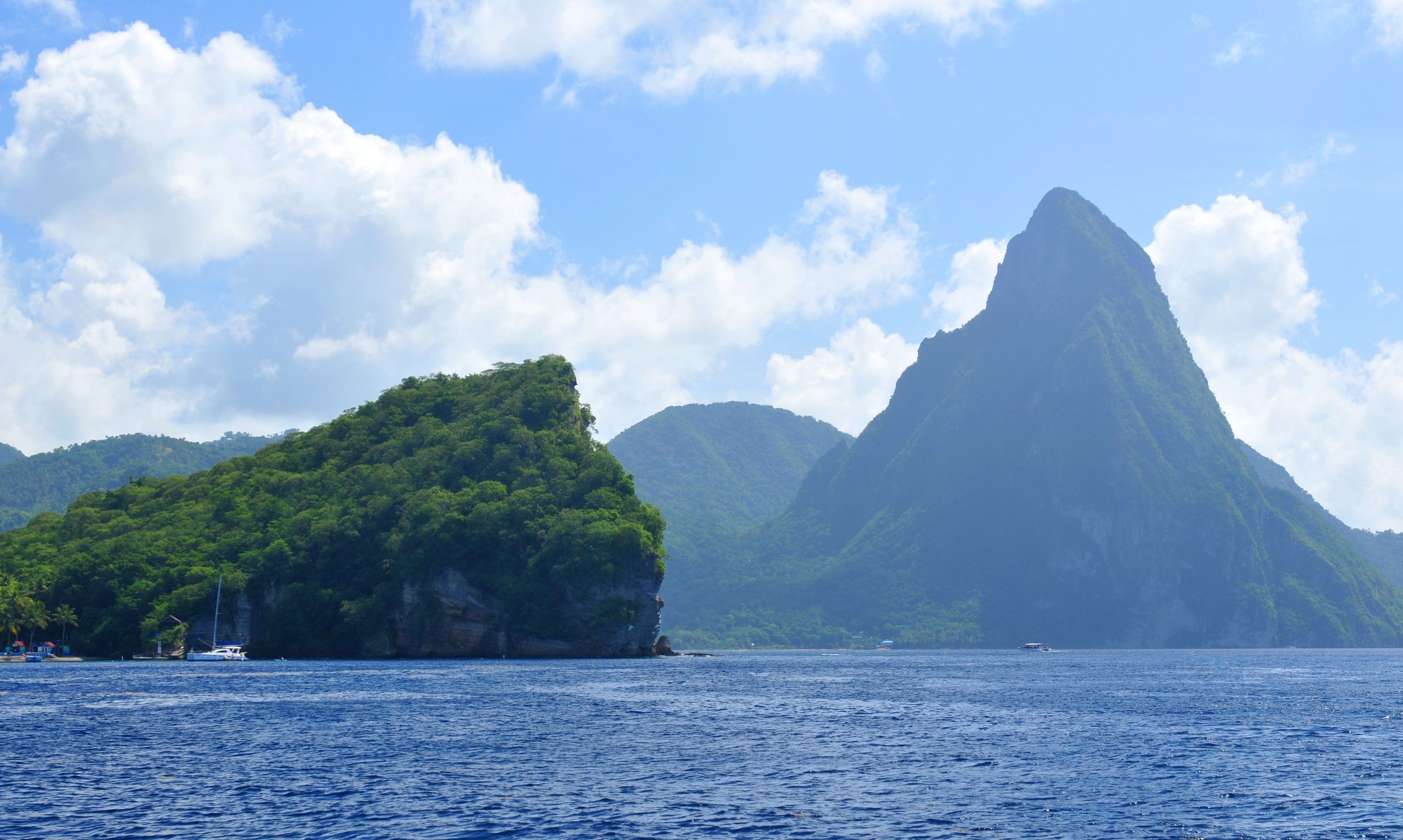 pitons st lucia mountains near water