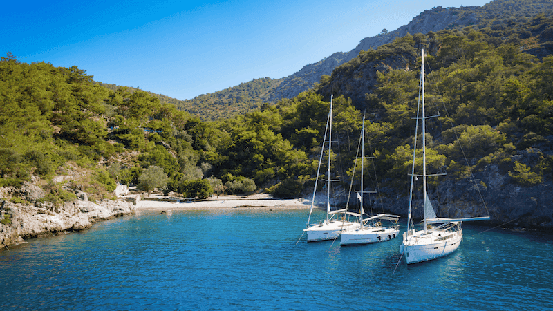 yachts at the cold water bay near oludeniz village fethiye