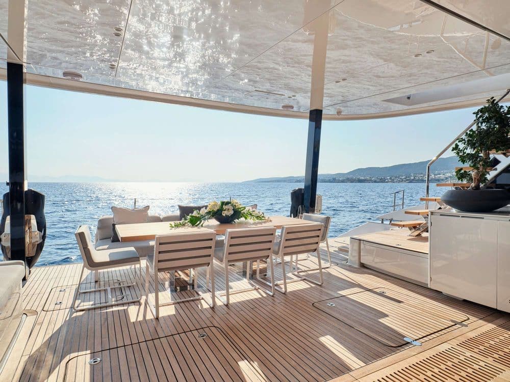 above and beyond greece crewed exterior deck dining