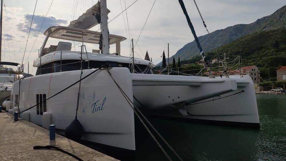 sunreef 50 tiril bow moored