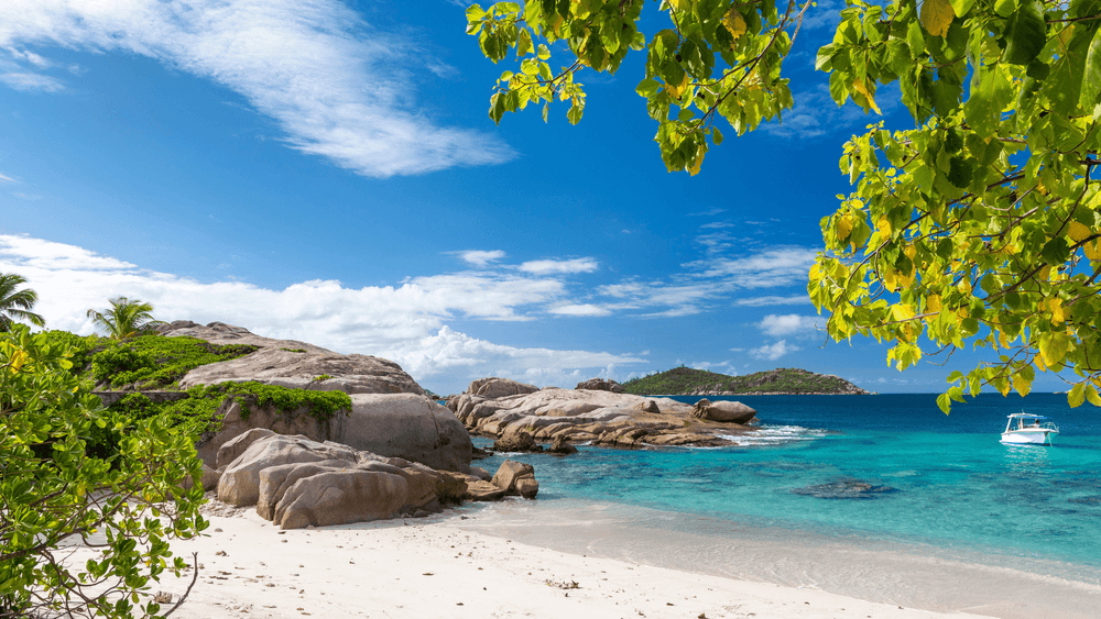 felicite islands with boat tender seychelles