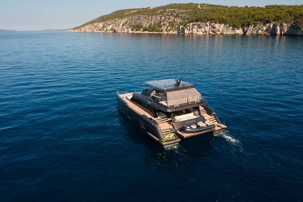 70 sunreef power amber one drone exterior croatia catamaran