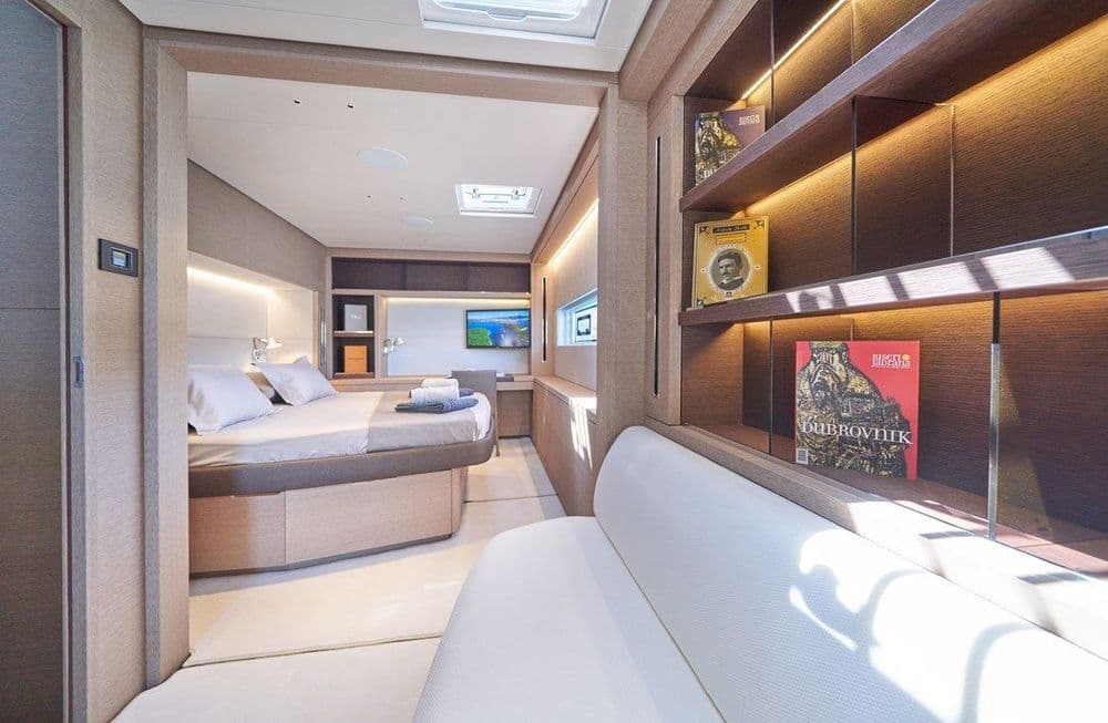 lagoon 65 amada mia interior cabin bedroom crewed croatia