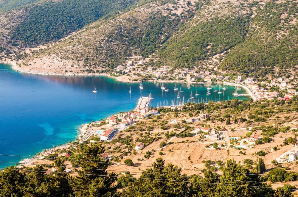 fiskardo nature bay aerial shot