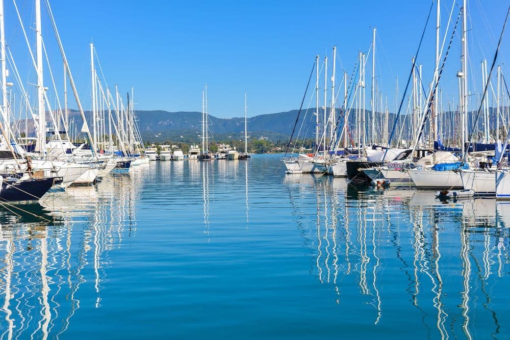 greece ionian marina boats moored