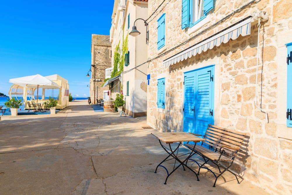 primosten old town croatia bench