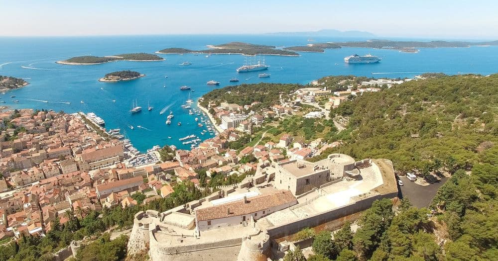 hvar town aerial shot croatia