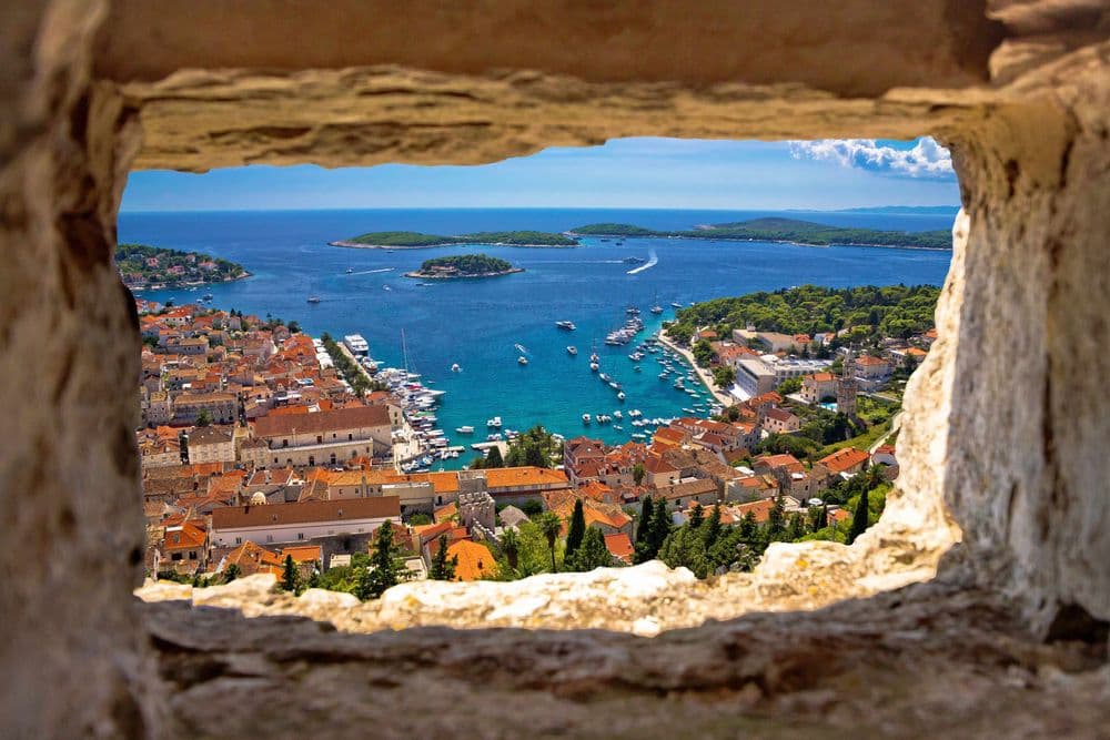 hvar fort croatia overlooking marina ocean