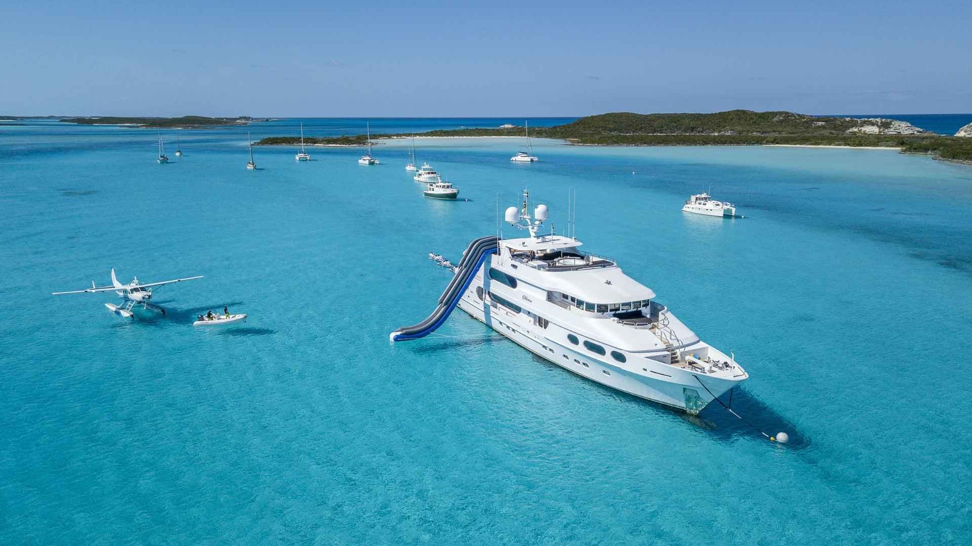 bahamas superyacht charter with waterslide