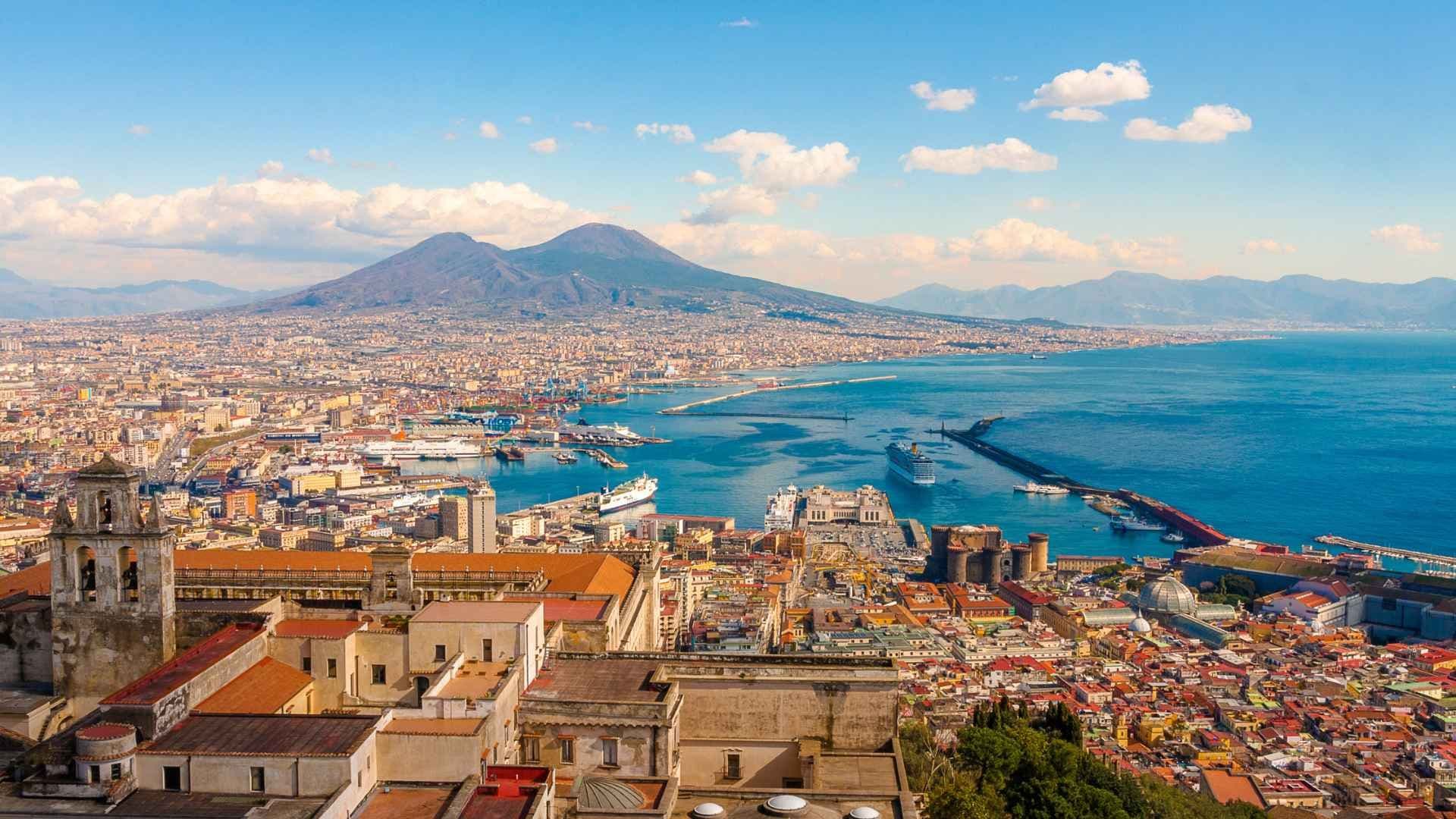 town and marina bay of naples italy