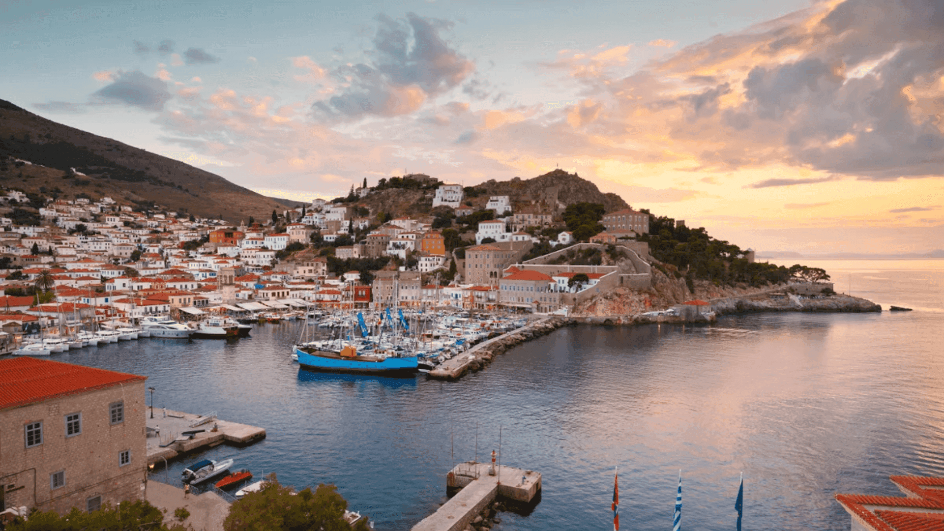 Hydra Harbour in Saronic Gulf