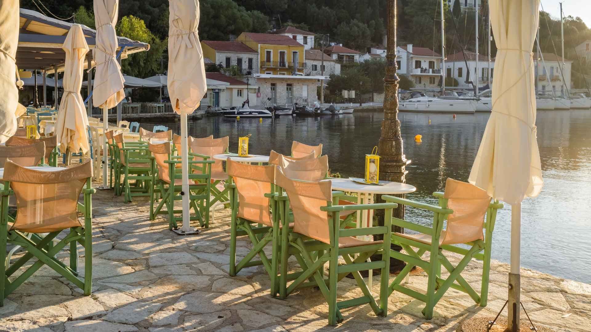 lefkas waterfront restaurant kioni south ionian greece