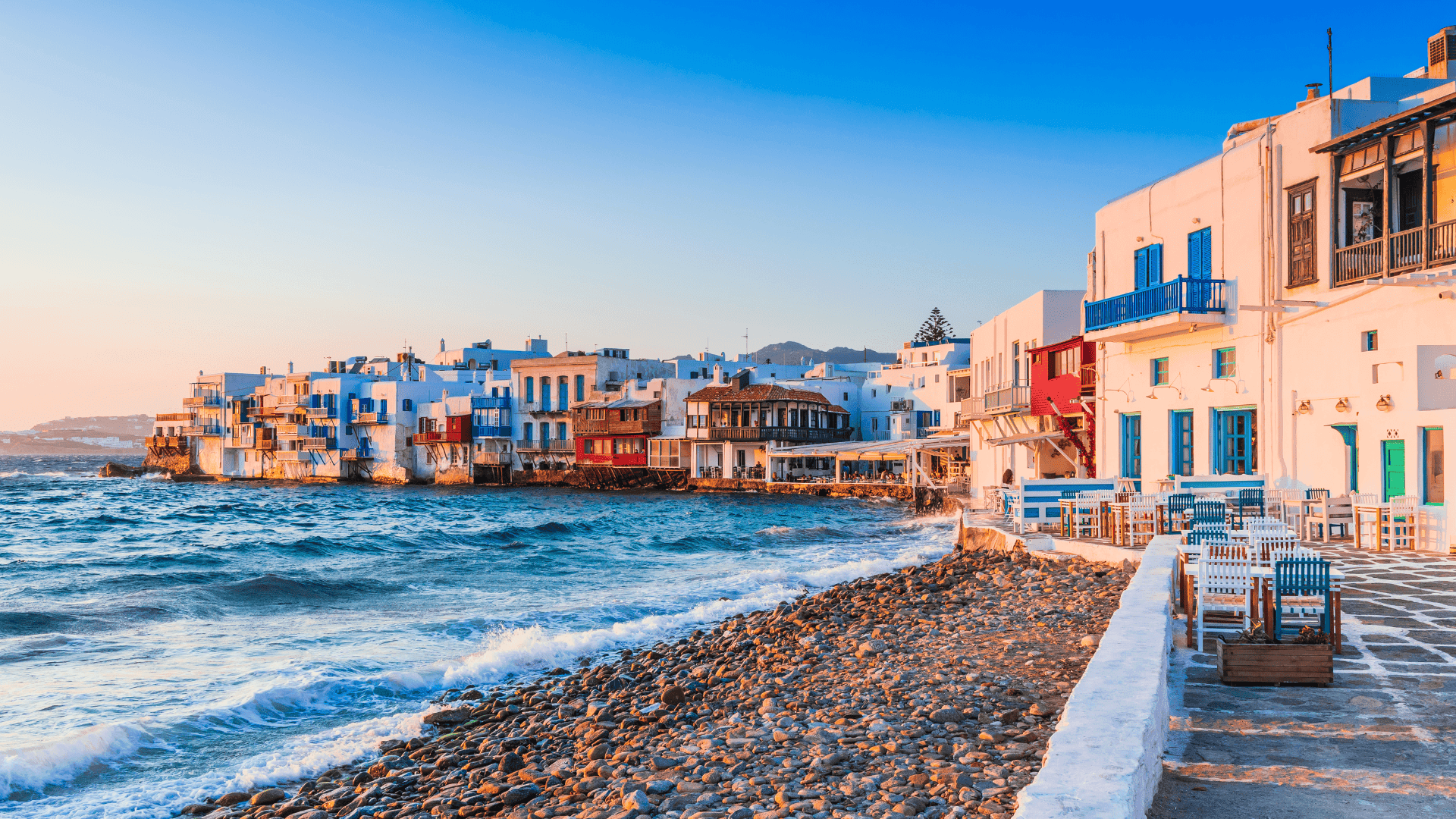 little venice beach in mykonos greece sidewalk