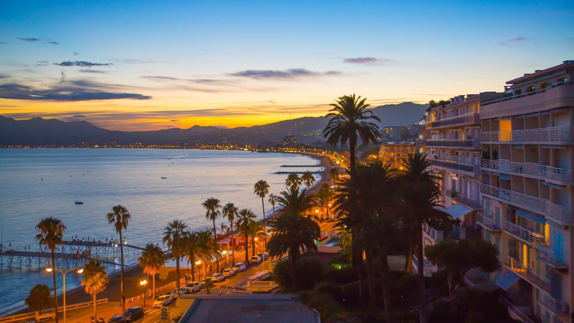 cannes park at sunset
