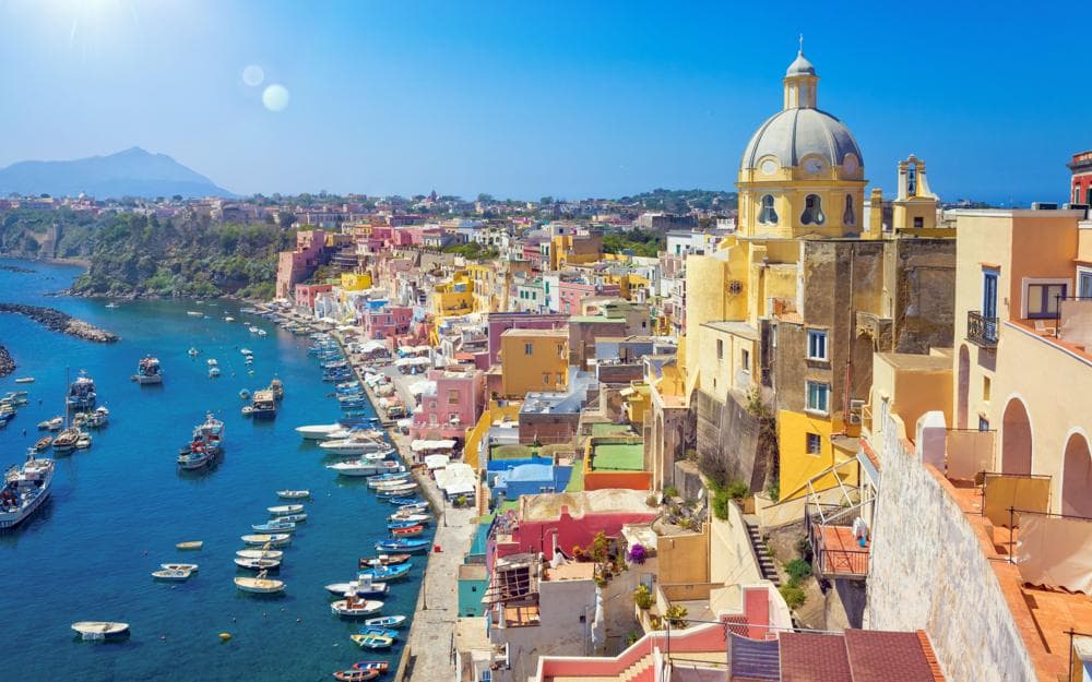 procida charter base marina boats moored italy