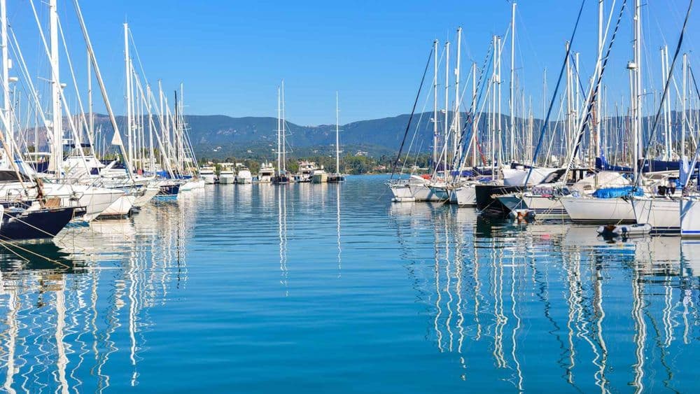 greece ionian marina boats moored