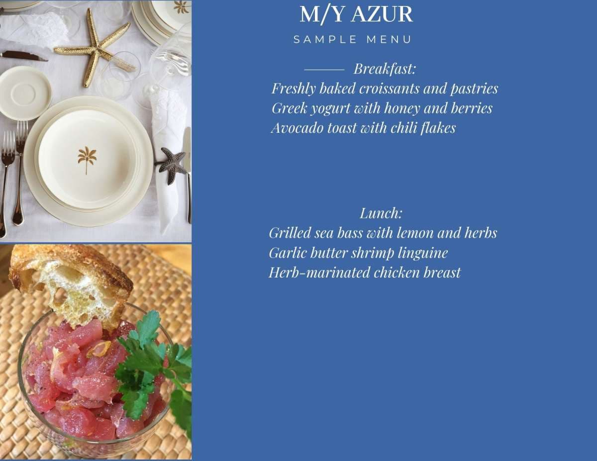Sample menu image