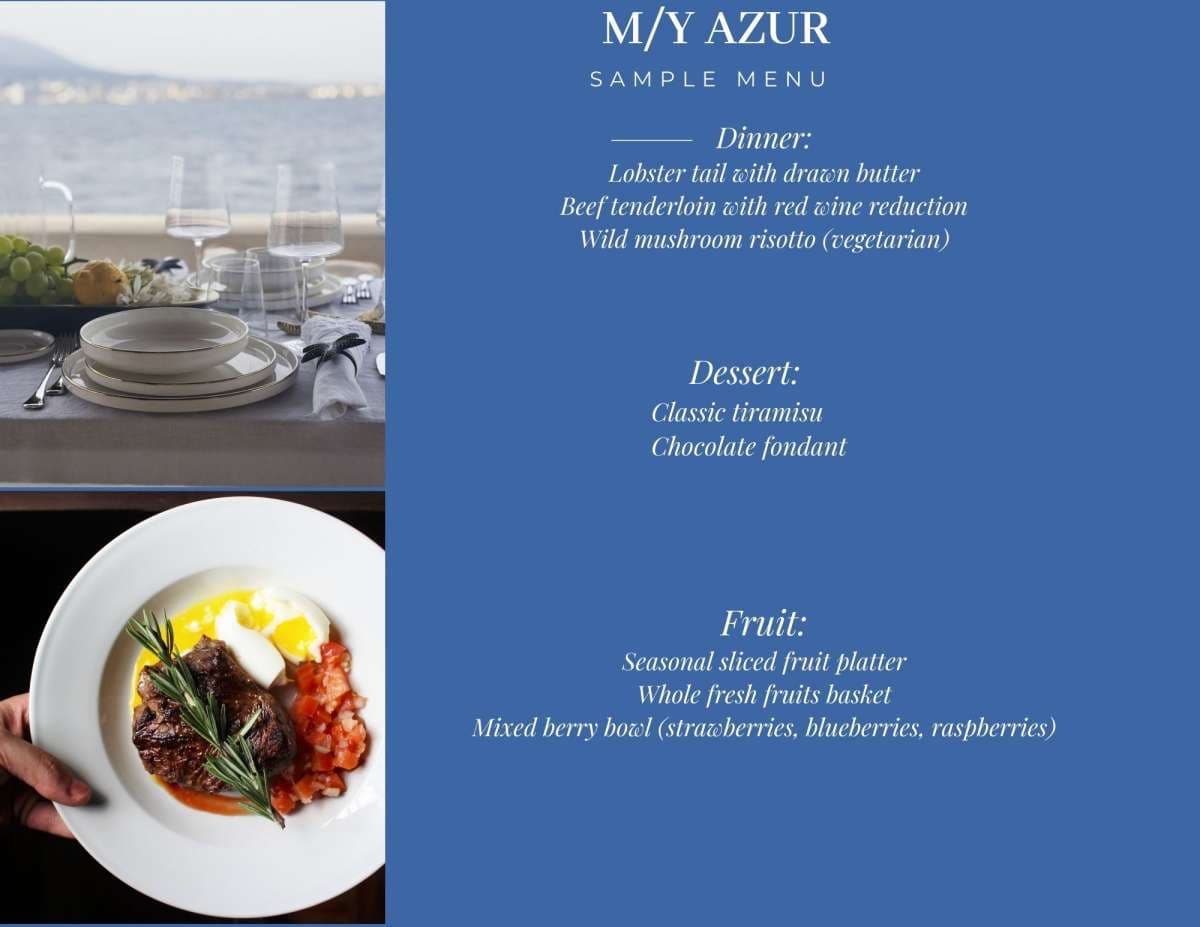 Sample menu image