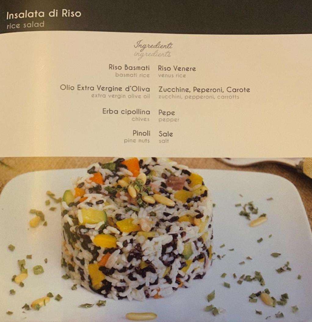 Sample menu image