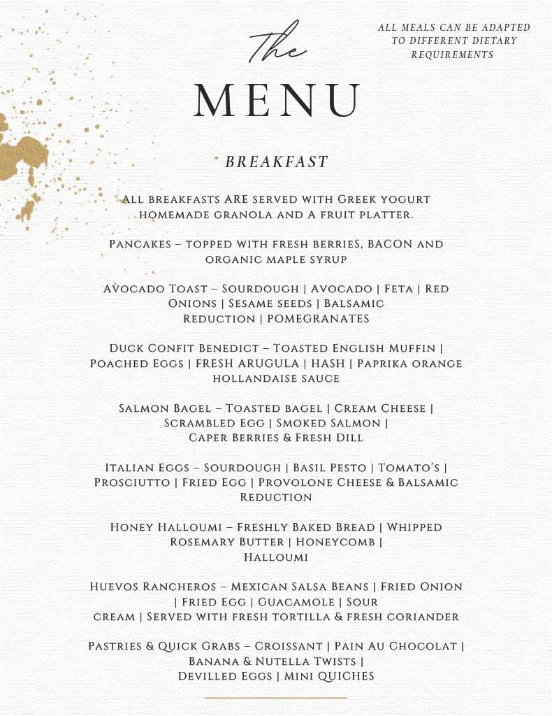 Sample menu image