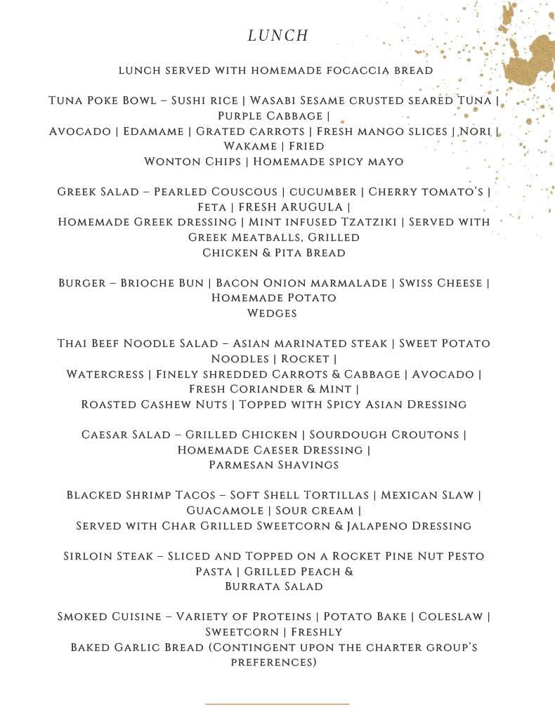 Sample menu image