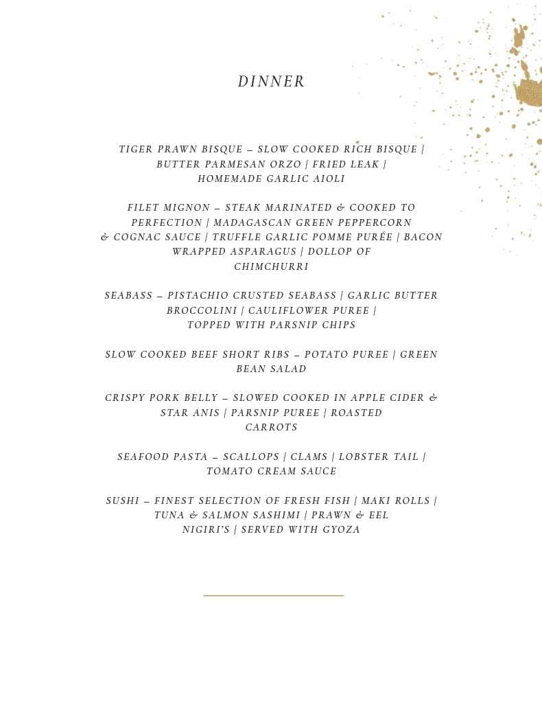 Sample menu image