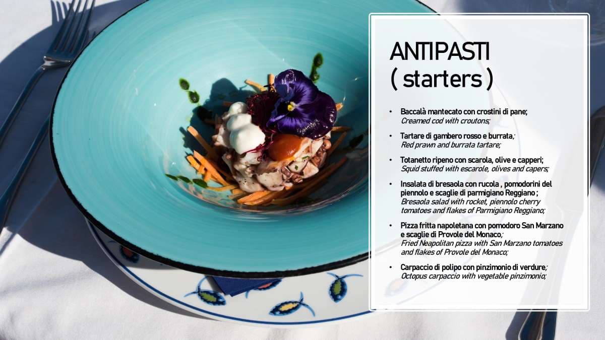 Sample menu image