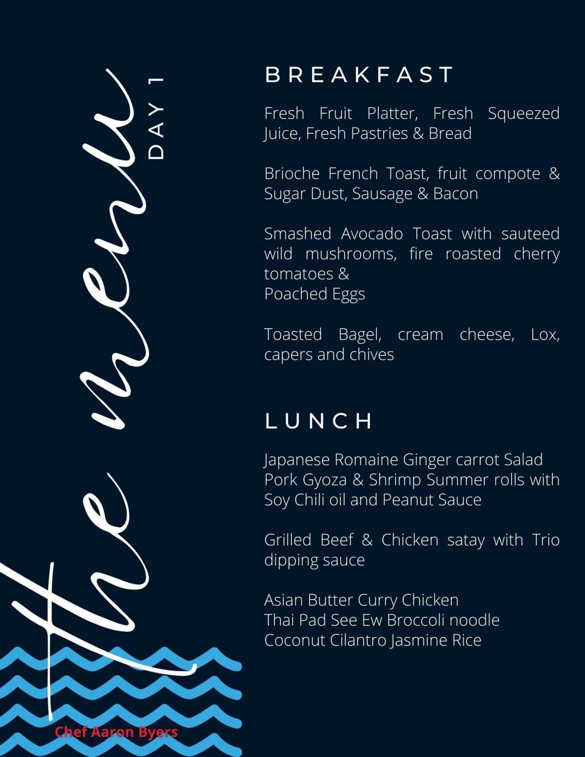 Sample menu image