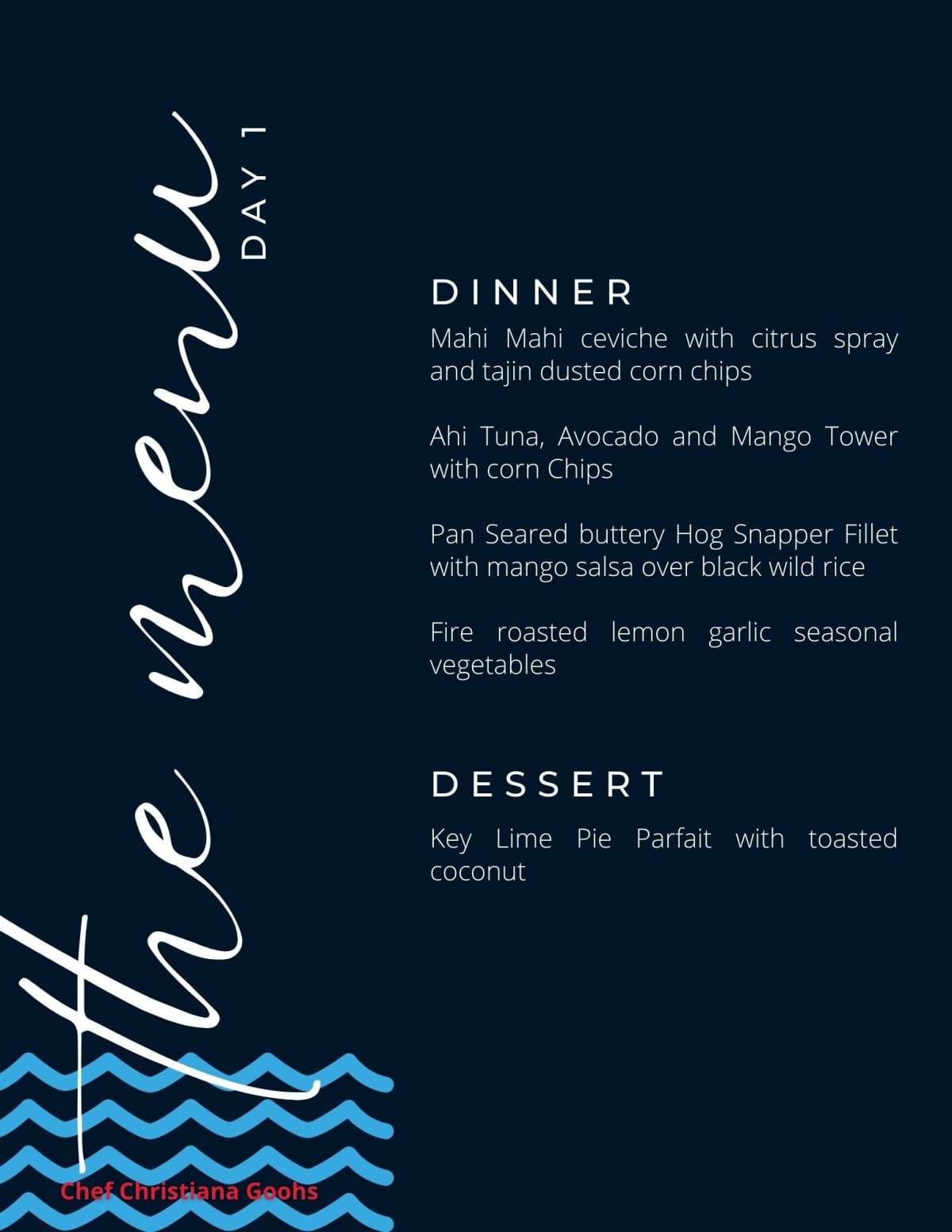 Sample menu image