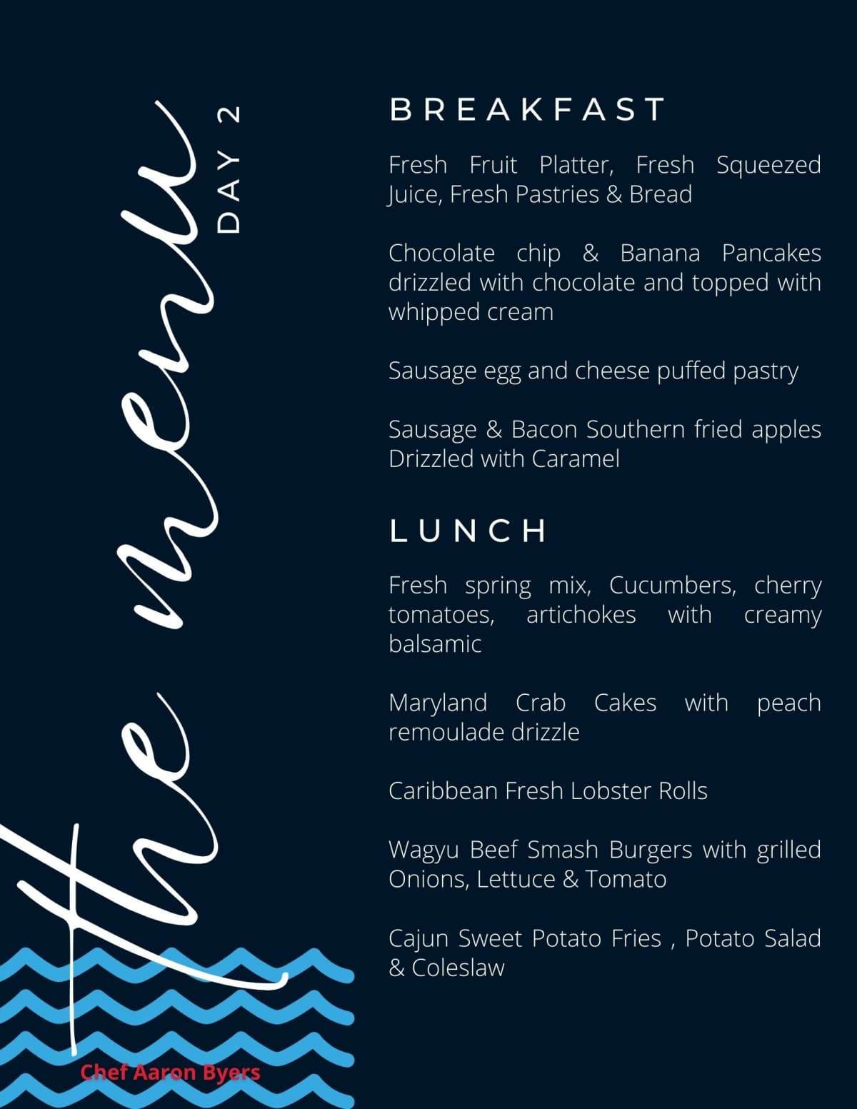 Sample menu image