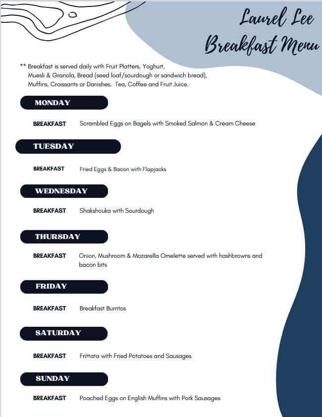 Sample menu image
