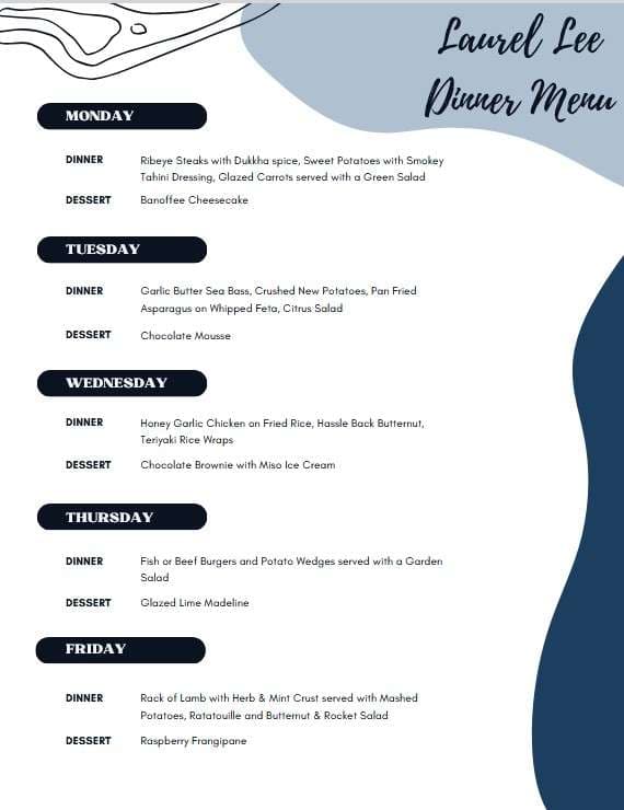 Sample menu image